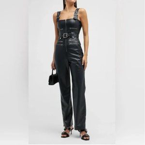 WeWoreWhat Vegan Moto Leather Jumpsuit - S